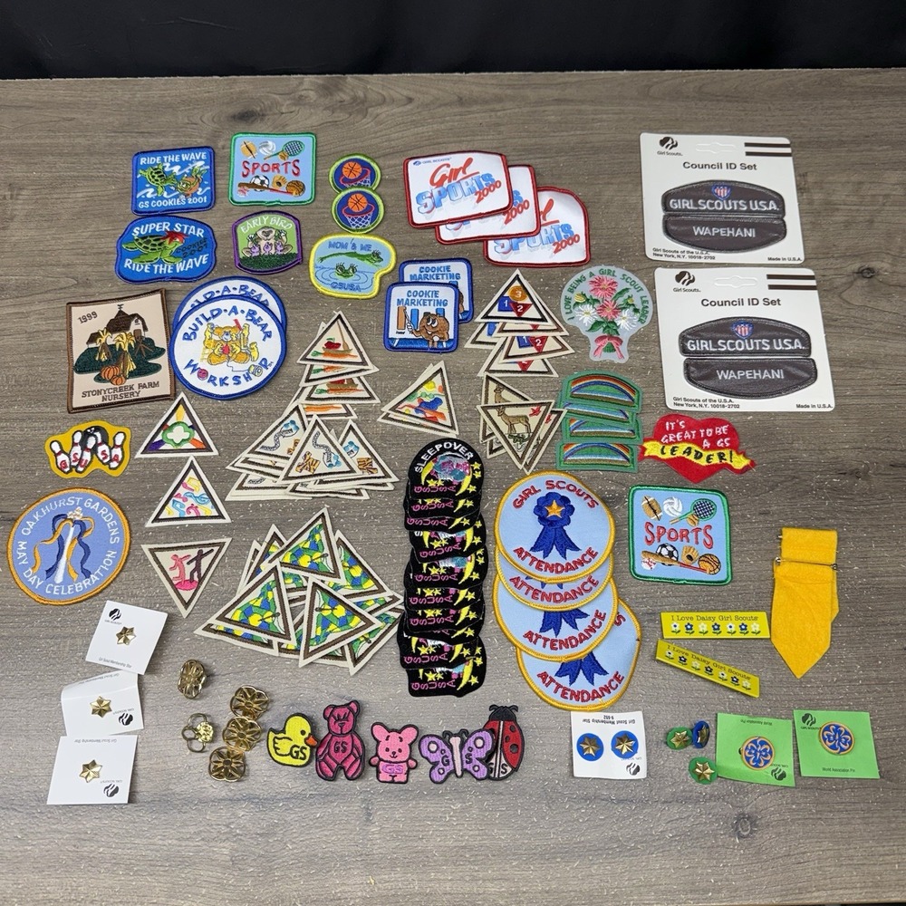 Lot 100+ Vintage Girl Scout Patches Badges Pins Y2K 2000s Wapehani Council NEW